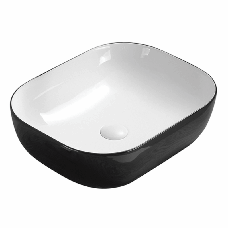 505x405mm Rectangle Matte Black & White Counter Top Basin