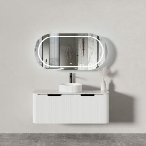PIAZA 1200mm Fluted Wall Hung Single Bowl Vanity in White