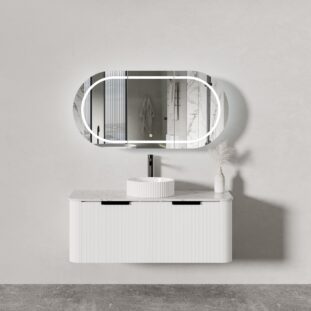 PIAZA 1200mm Fluted Wall Hung Single Bowl Vanity in White