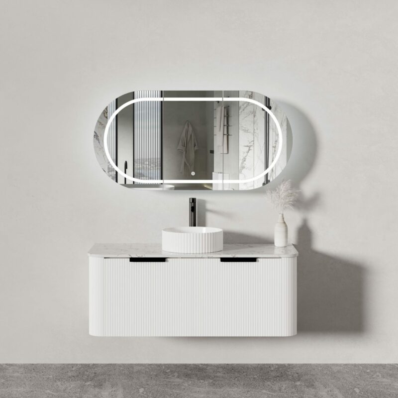 PIAZA 1200mm Fluted Wall Hung Single Bowl Vanity in White