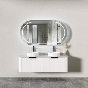 PIAZA 1500mm Fluted Wall Hung Vanity in White