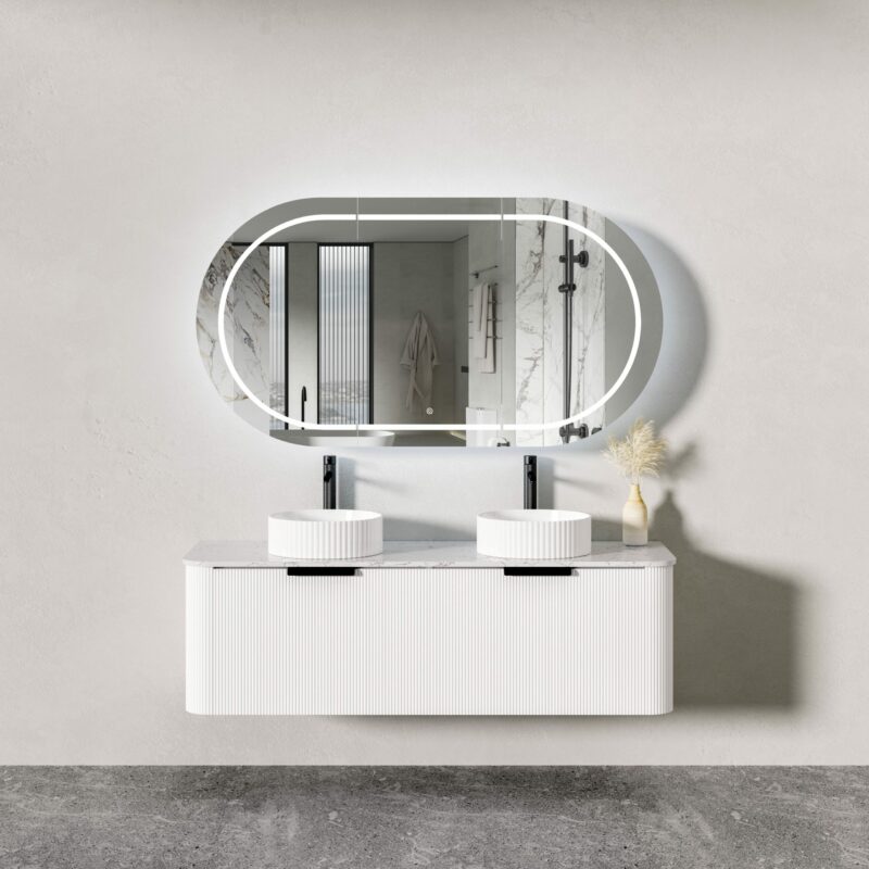 PIAZA 1500mm Fluted Wall Hung Vanity in White