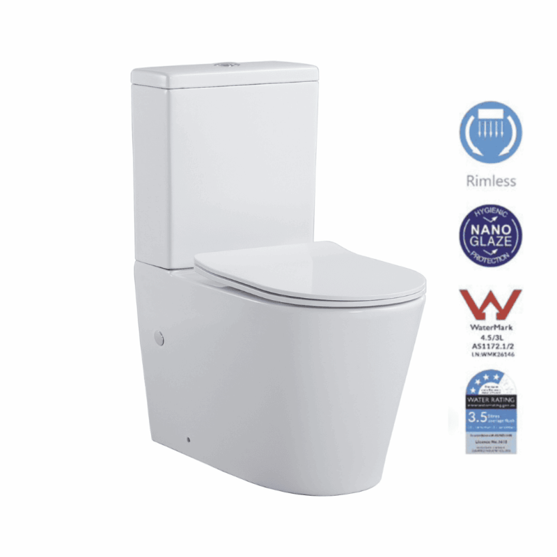 ROYAL Rimless Back to wall Nano Cistern and Toilet Suite - Gloss White