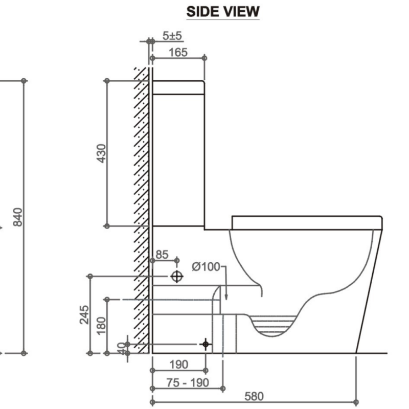 ROYAL Rimless Back to wall Nano Cistern and Toilet Suite - Gloss White