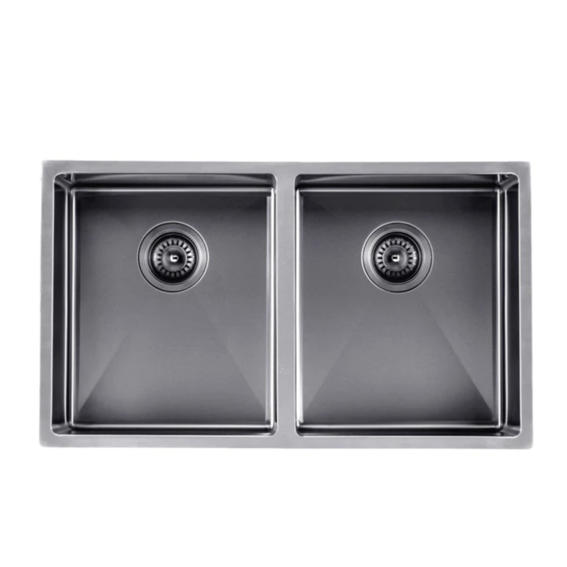 820x457mm Gun Metal Grey Handmade Double Bowl Kitchen Sink