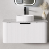 PIAZA 900mm Fluted Wall Hung Vanity - White
