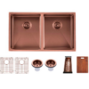770*450mm Rose Gold Hand-made Double Bowl Kitchen Sink