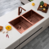 770*450mm Rose Gold Hand-made Double Bowl Kitchen Sink