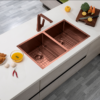 820x457mm Rose Gold Handmade Double Bowl Kitchen Sink