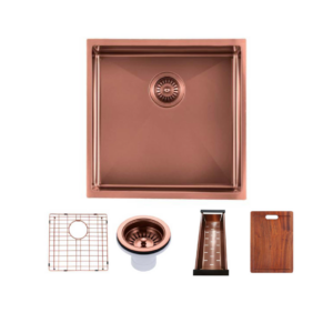 440x440mm Square Rose Gold Handmade Single Bowl Kitchen Sink