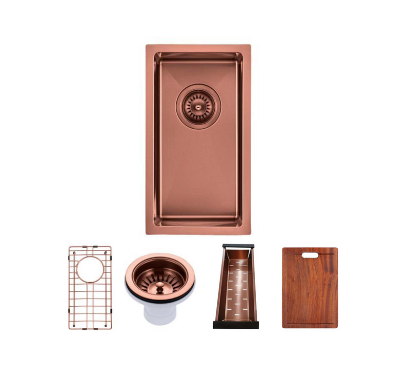 250x450mm Rose Gold Handmade Single Bowl Kitchen Sink