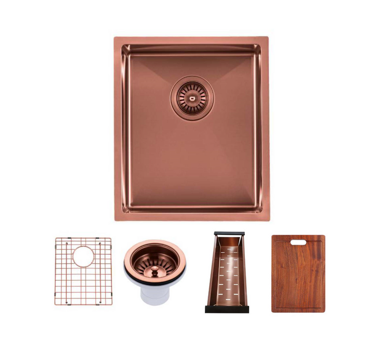 390x450mm Rose Gold Handmade Single Bowl Kitchen Sink