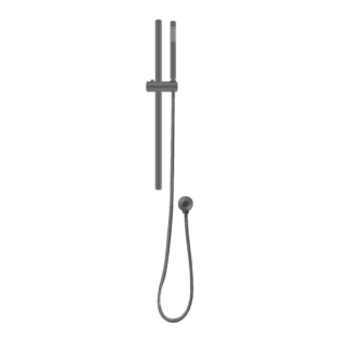 Round Gun Metal Grey Stainless Steel Rail with Handheld Shower,Fixed Wall Connector Set