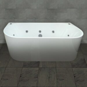ATLANTA 1500/ 1700mm Spa Back to Wall Bathtub in Gloss White