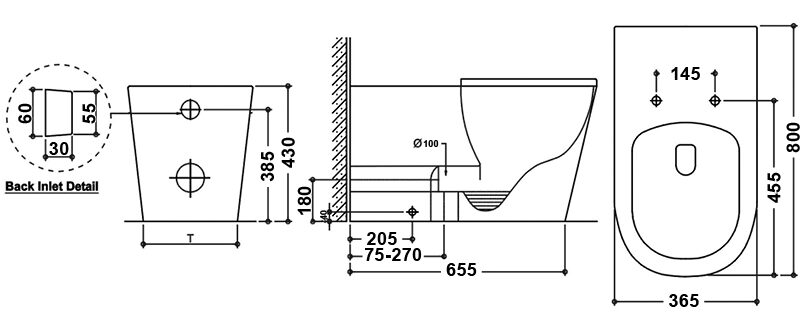 MADRID Special Disabled Rimless Toilet Floor Pan