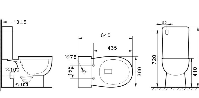 YORK Close Coupled Rimless Toilet Suite - P Trap