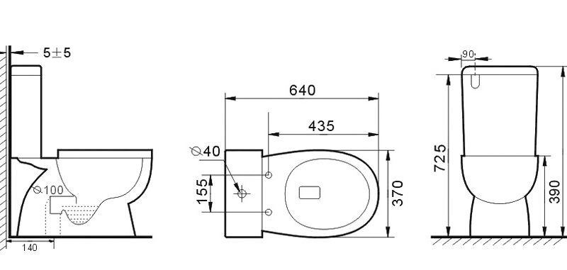 YORK Close Coupled Bottom Inlet Only Toilet Suite - S Trap