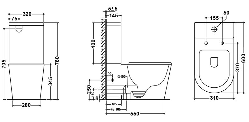 JUNIOR Rimless Child-care Back To Wall Toilet Suite