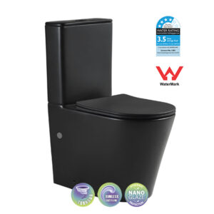 VERA Matte Black Tornado-Rimless Back to Wall Toilet Suite