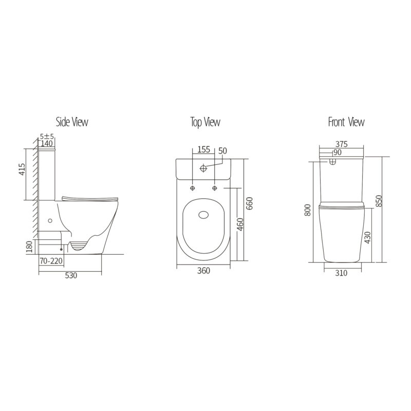 VERA Matte Black Tornado-Rimless Back to Wall Toilet Suite