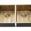 770*450mm Brushed Yellow Gold Hand-made Double Bowl Kitchen Sink