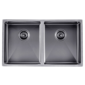 770x450mm Handmade Gun Metal Grey Double Bowls Sand Finish Kitchen Sink