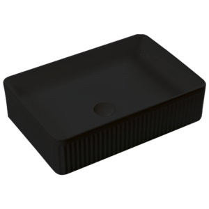 503x340mm Grooved Above Counter Basin Matte Black