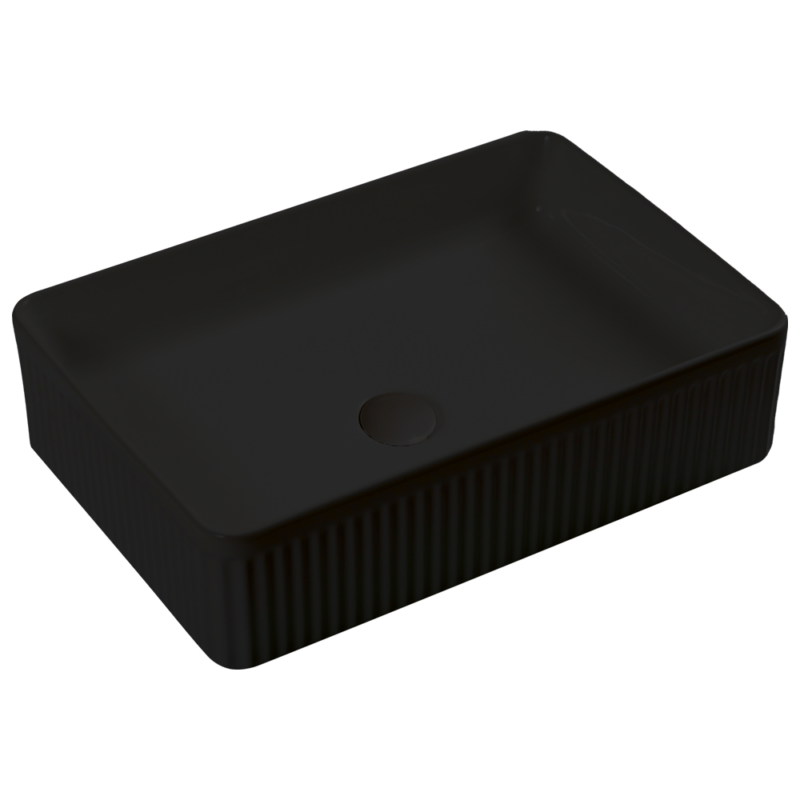 503x340mm Grooved Above Counter Basin Matte Black