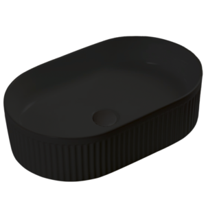 490x313mm Fluted Above Counter Basin Matte Black