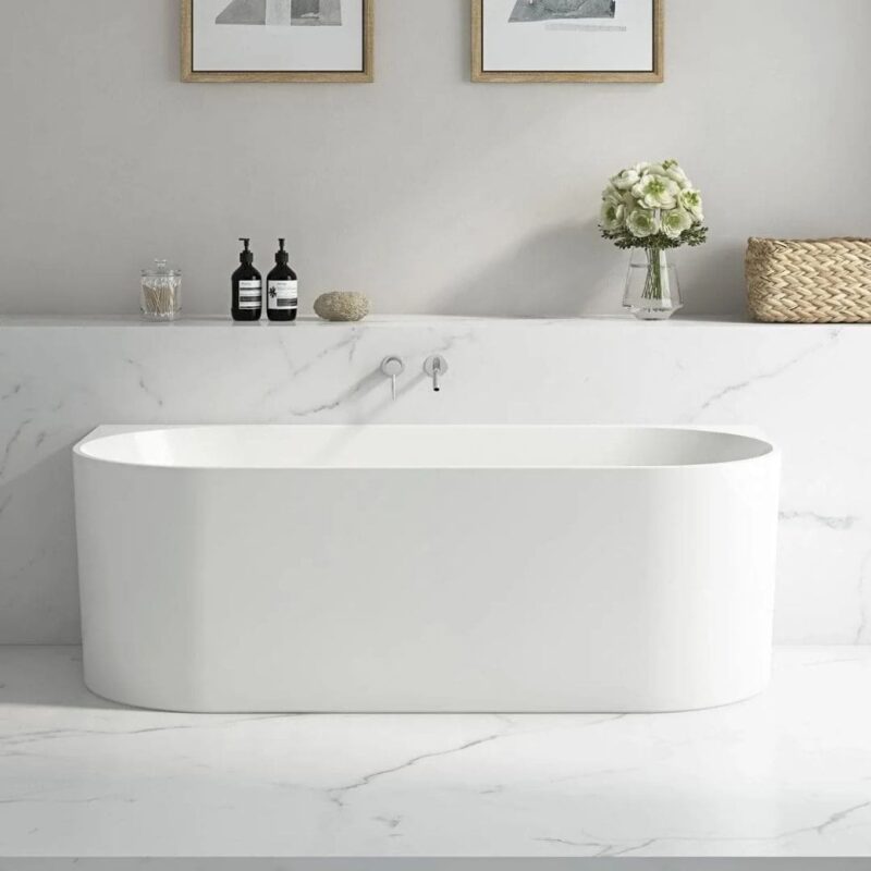 Adore Back to Wall 1500/1700/1800mm Matte/ Gloss White Bath Tub