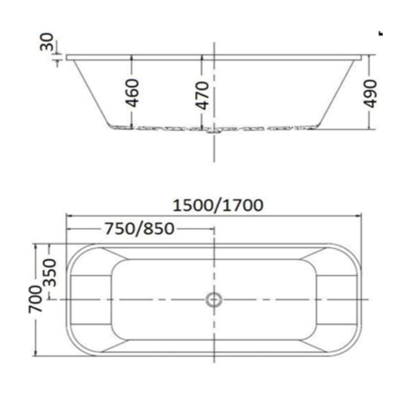Mist 1500/ 1700mm Drop in Bathtub