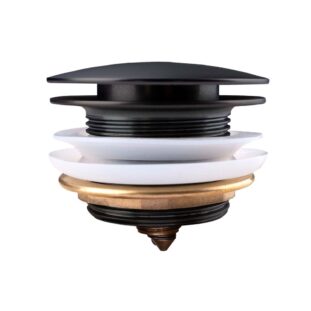 40mm Matte Black Solid Brass Bathtub Mushroom Pop Up Waste NO Overflow
