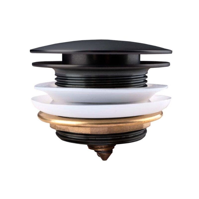 40mm Matte Black Solid Brass Bathtub Mushroom Pop Up Waste NO Overflow