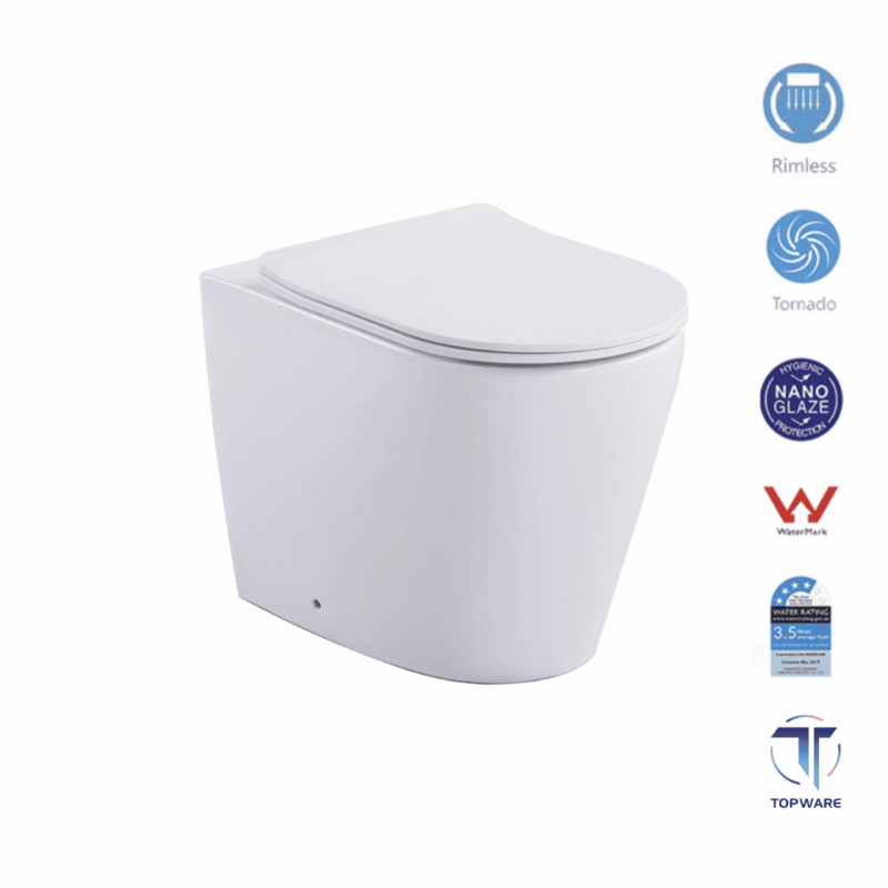 BOSTON Tornado Rimless in-wall Floor Toilet Pan - Gloss White