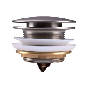 40mm Brushed Nickel Solid Brass Bathtub Mushroom Pop Up Waste NO Overflow