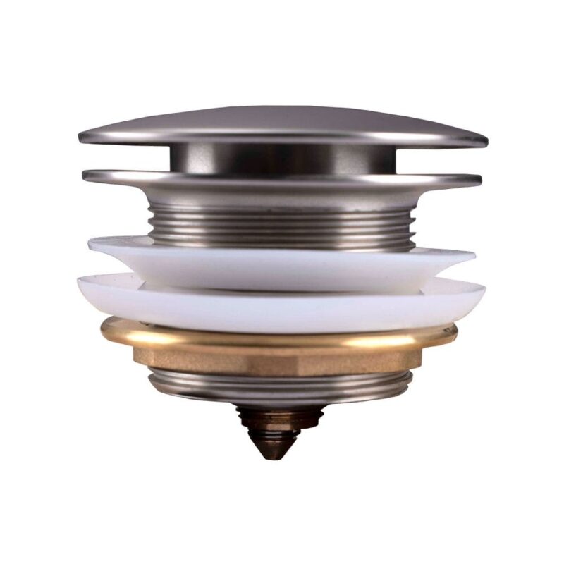 40mm Brushed Nickel Solid Brass Bathtub Mushroom Pop Up Waste NO Overflow