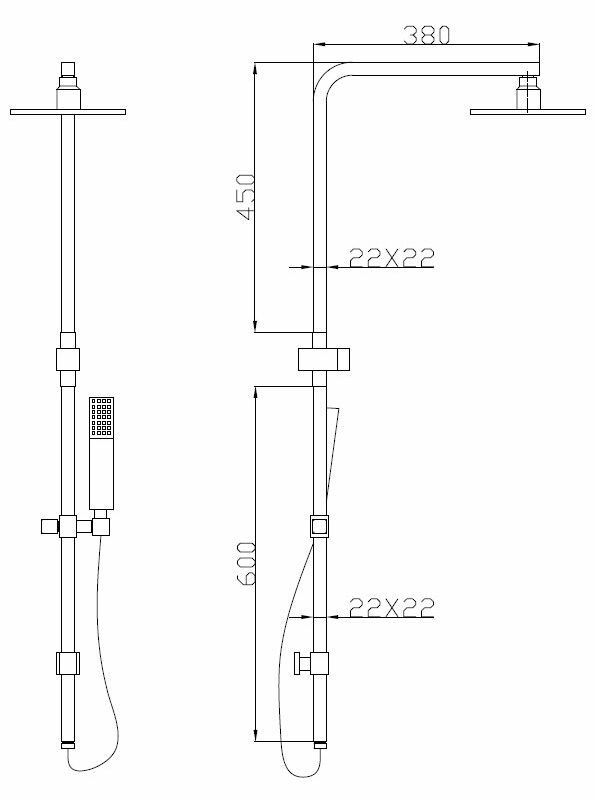 Square Shower Set in Chrome