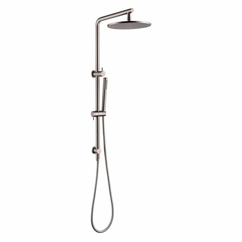 10'' Round Brushed Nickel Shower Station Top Water Inlet (Right Angle)