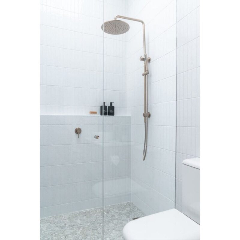 Meir 200/300mm Round Combination Shower Rail with slim Hand Shower Champagne Rose Gold