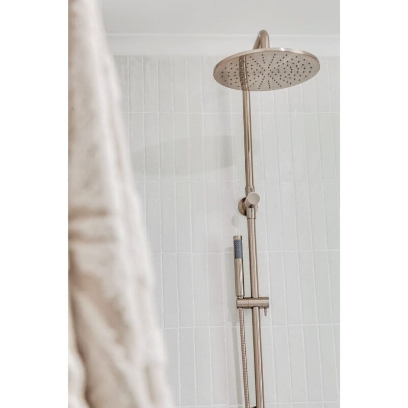 Meir 200/300mm Round Combination Shower Rail with slim Hand Shower Champagne Rose Gold