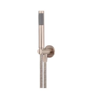 Meir Round Hand Shower on Fixed Bracket Champagne Rose Gold