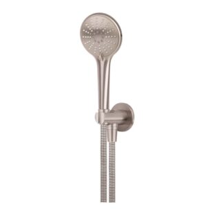 Meir Round Three Function Hand Shower on Fixed Bracket Champagne Rose Gold