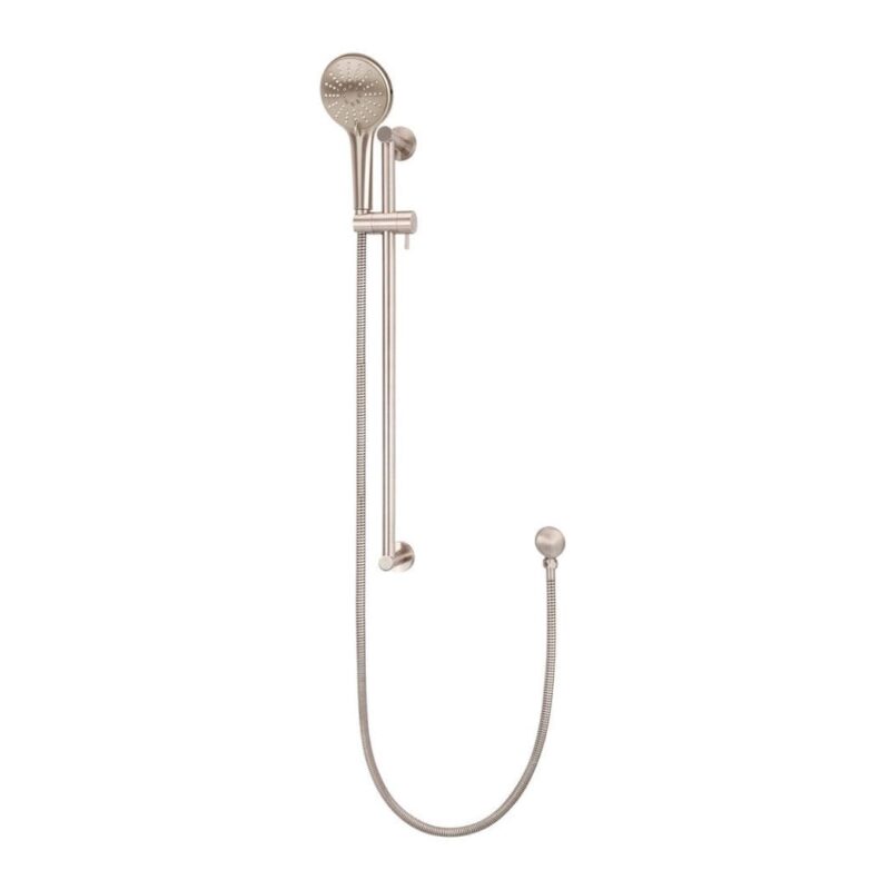 Meir Round Three Function Hand Shower on Rail Column Champagne Rose Gold