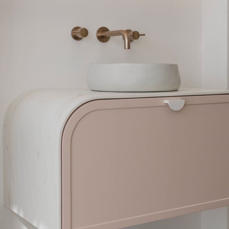 Meir Round Quarter Turn Wall Top Assemblies Champagne Rose Gold