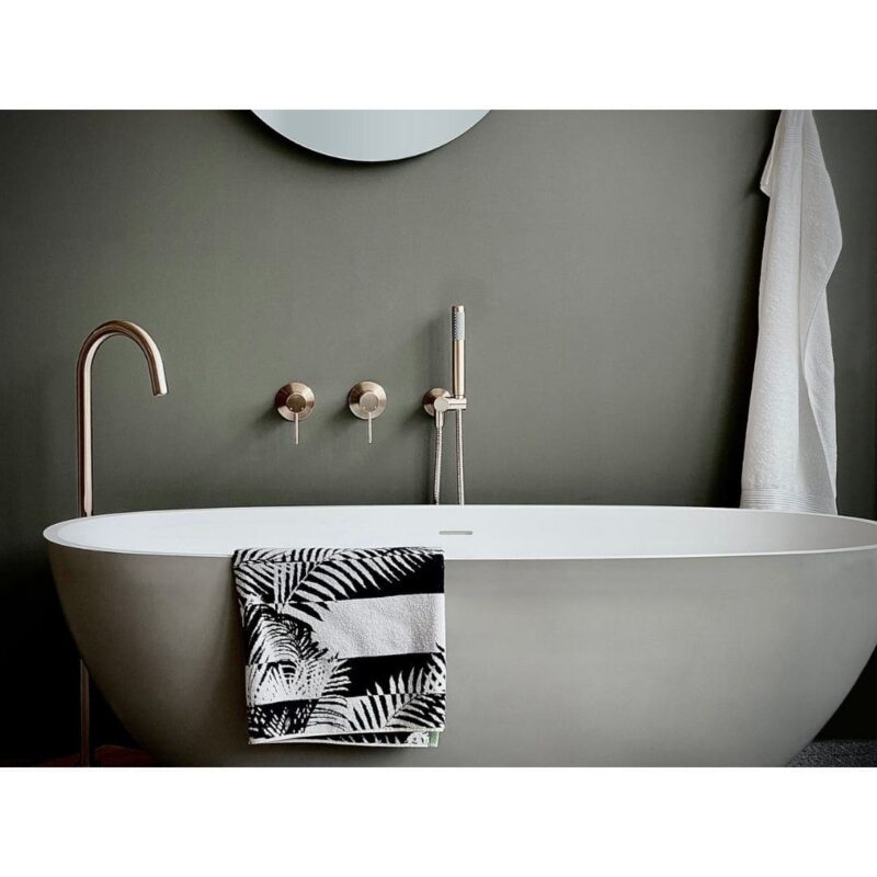 Meir Round Hand Shower on Swivel Bracket Champagne Rose Gold