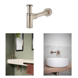 Meir Round Bottle Trap for 32mm basin waste and 40mm outlet Champagne Rose Gold