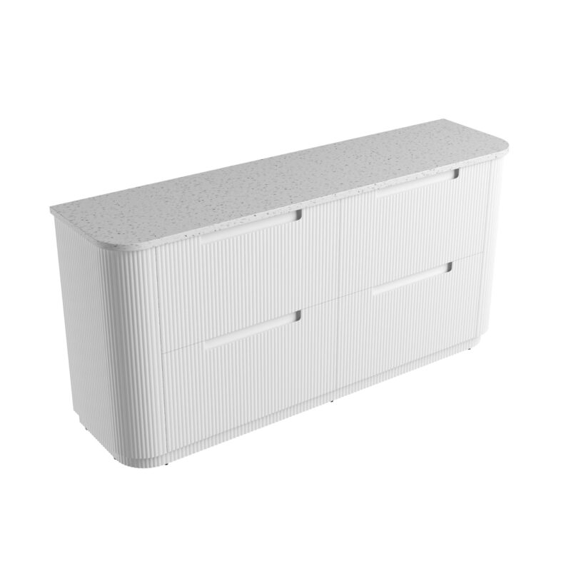 Curva 1800mm Curved Fluted Floor Standing White Vanity