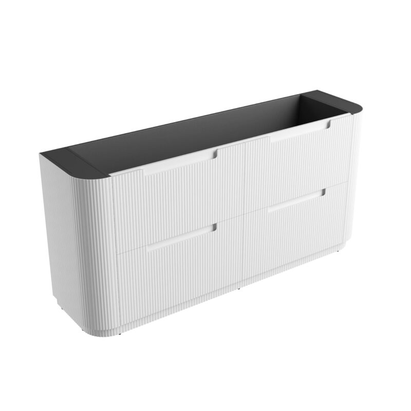 Curva 1800mm Curved Fluted Floor Standing White Vanity