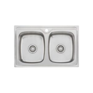 Endeavour 775 x 500mm Double Bowl 0.9mm stainless steel Universal Sink