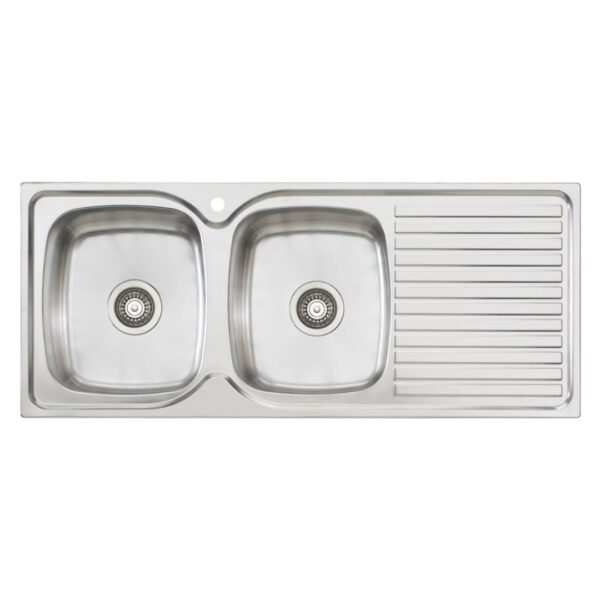 Endeavour Double Bowl stainless steel 1135 x 480mm Sink With Drainer